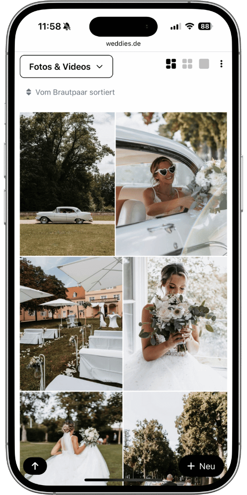 Online Galerie für Hochzeitsfotos mit QR-Code