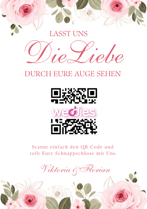 Hochzeits QR-Code Vorlage rosa